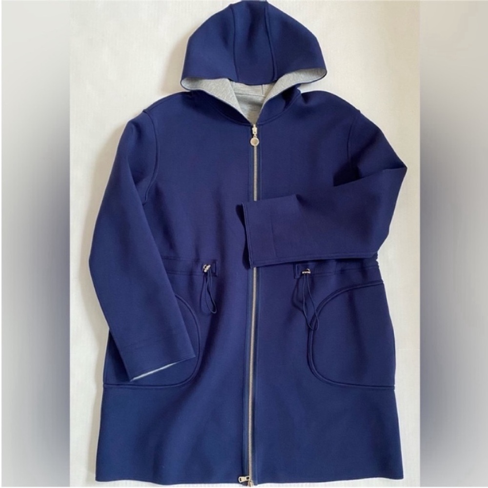Pennyblack Reversable Cotton Jersey Jacket Coat Blue Grey Size X-Large.